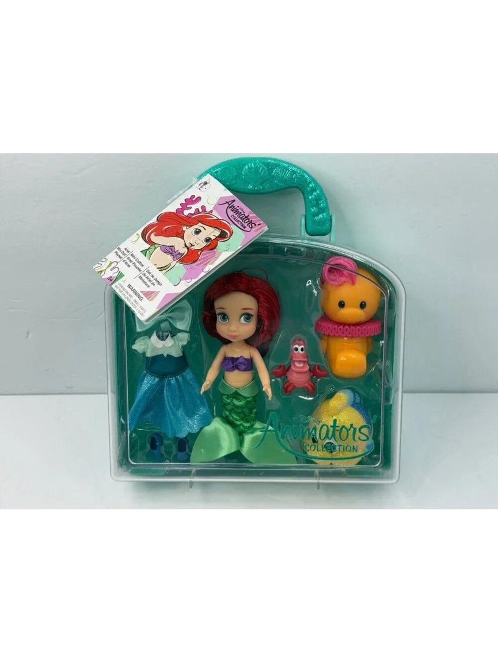 Disney Store Animator Collection Ariel Little Mermaid Mini Doll Playset Case New